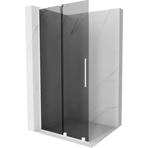 Sprchové dvere MEXEN/S - Velar L Sprchová zástena posuvná Walk-in 120 x 200, grafit 8 mm, biela 871-120-003-43-20