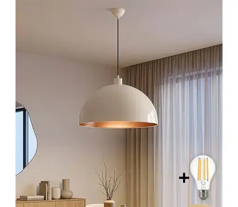 Svietidlá BRILAGI - LED luster na lankách METALO 1xE27/40W/230V pr. 60 cm béžová/medená 118OPV1125