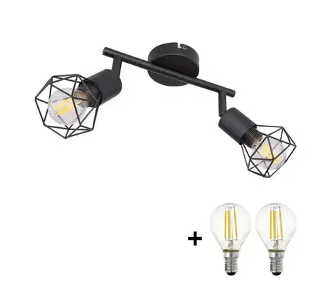 Svietidlá Globo - LED Bodové svietidlo XARA 2xE14/6W/230V čierna GL5501+2xVT1928