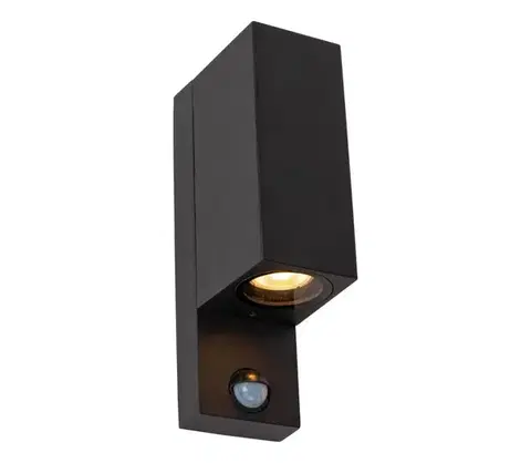 Svietidlá Lucide 69802/02/30 -Vonkajšie svietidlo so senzorom ZARO 2xGU10/7W/230V IP65 čierna 69802/02/30