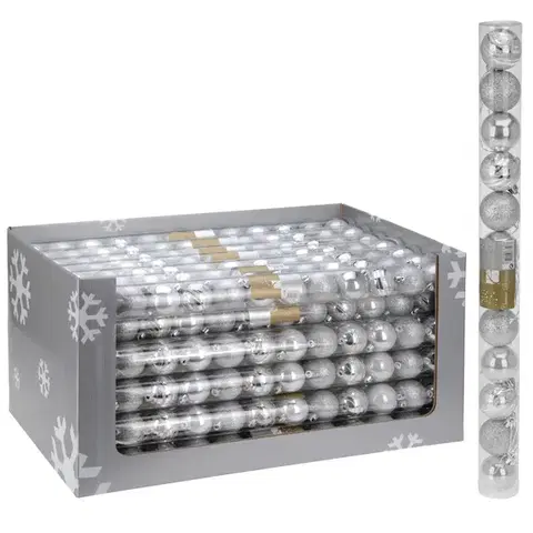 Vianočné ozdoby MAKRO - Gule 5cm sada 12ks strieborné