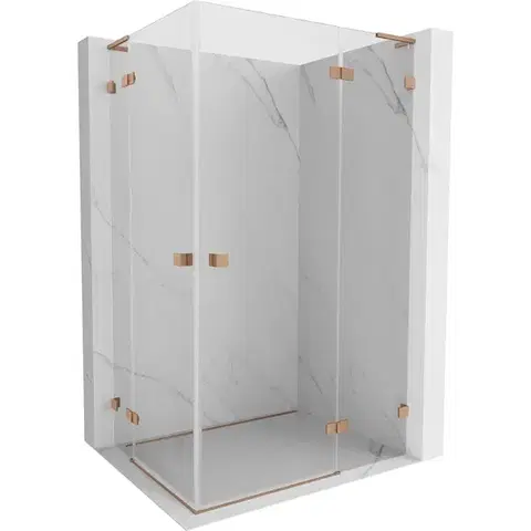 Sprchovacie kúty MEXEN/S - Lunar L Duo sprchovací kút dvere krídlové pravá 105 x 80, transparent, meď kartáčovaná 834L-105P-080L-65-00