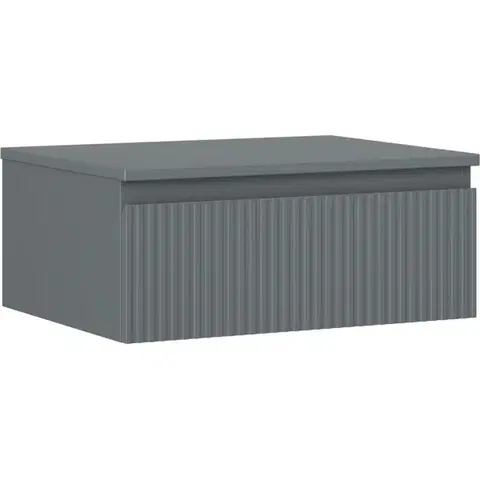 Kúpeľňový nábytok MEXEN/S - Rivel kúpeľňová skrinka pod umývadlo 60 cm s doskou, 1 šuplík, reliéf, grafit mat 91A20-06023-1-BFC66