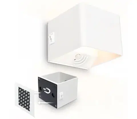 Svietidlá Briloner 3879016 - LED nabíjateľné nástenné svietidlo s pohybovým senzorom BORRA LED/1,5W/5V 3600 mAh biela 3879016