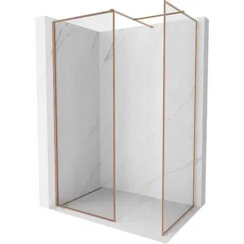 Sprchové dvere MEXEN/S - Kyoto-XF Sprchová zástena WALK-IN s rámom 110x110, transparent 10 mm, meď kartáčovaná 800-110-202-04-65-110-XF