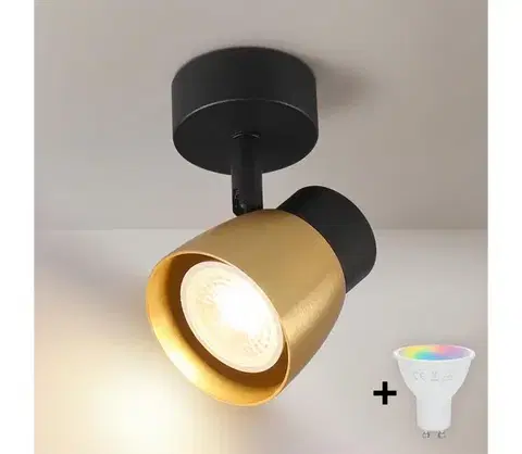 Svietidlá BRILAGI - LED RGBW Stmievateľné bodové svietidlo NUGGET 1xGU10/4,8W/230V čierna/zlatá BG3439+AI2382