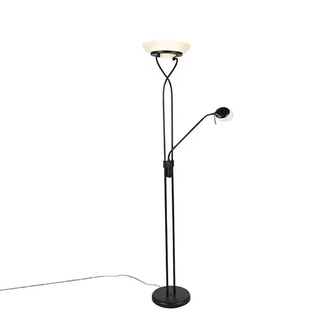Stojace lampy Stojacia lampa čierna vrátane LED a stmievača s lampou na čítanie Dim to Warm - Empoli