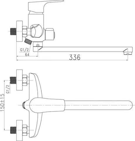 Kúpeľňové batérie NOVASERVIS - Paneláková batéria bez sprchy 150 mm Titania Nice chróm 97071/1,0