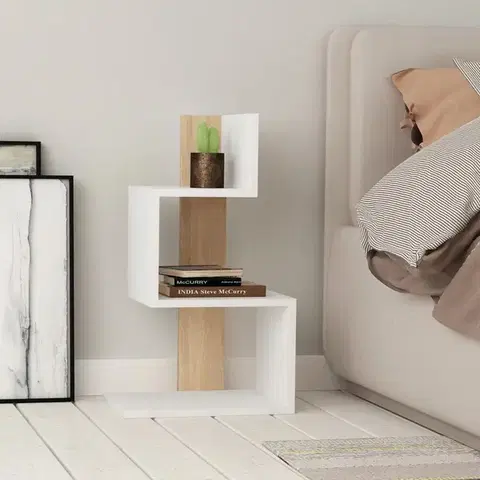 Konferenčné stolíky Príručný stolík / Odkladací stolík Rosie - White, Oak