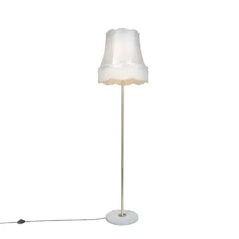 Stojace lampy Retro stojaca lampa mosadz s tienidlom Granny krémová 45 cm - Kaso