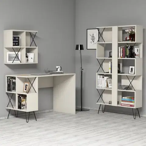 Písacie stoly Písací stôl s knižnicou Extra 2 - Cream