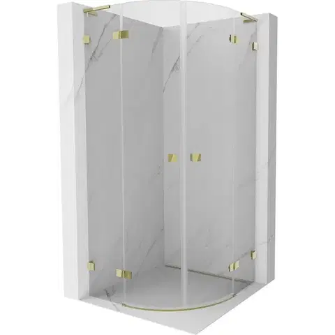 Sprchovacie kúty MEXEN/S - Lunar L sprchový kút štvrťkruh krídlový 100 x 100, transparent, zlato 833L-100L-100P-50-00