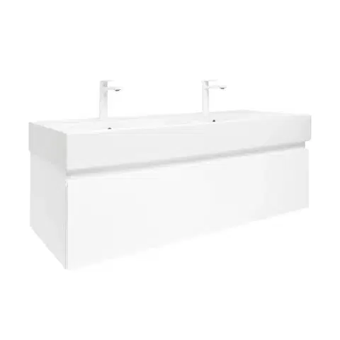 Kúpeľňový nábytok Kúpeľňová skrinka s umývadlom SAT B-WAY 119x30x45 cm biela lesk BWAY120WU2BB BWAY120WU2BB