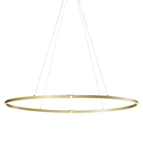 Závesné svietidlá Dizajnové závesné svietidlo mosadzné 120 cm vrátane LED 3-stupňové stmievateľné - Ovallo