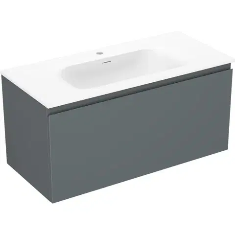 Kúpeľňový nábytok MEXEN/S - Orio kúpeľňová skrinka 100 cm s umývadlom Vela, 1 šuplík, grafit mat/biela mat 91A10-10047-1-BF66-W23M01