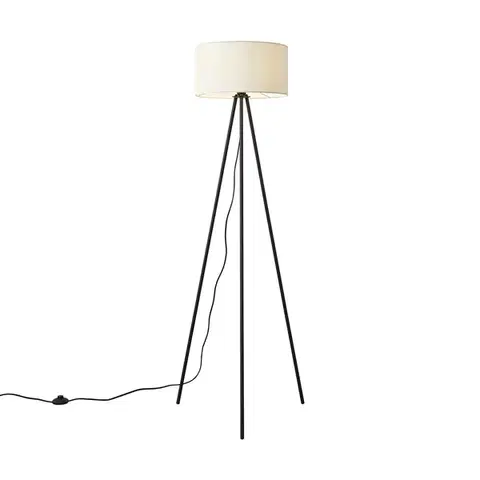 Stojace lampy Moderná stojacia lampa s trojnožkou biela so zamatovým tienidlom - Luz