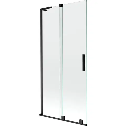 Sprchové dvere MEXEN/S - Velar L dvojkrídlová posuvná vaňová zástena 90 x 150, transparent, čierna 896-090-003-01-70