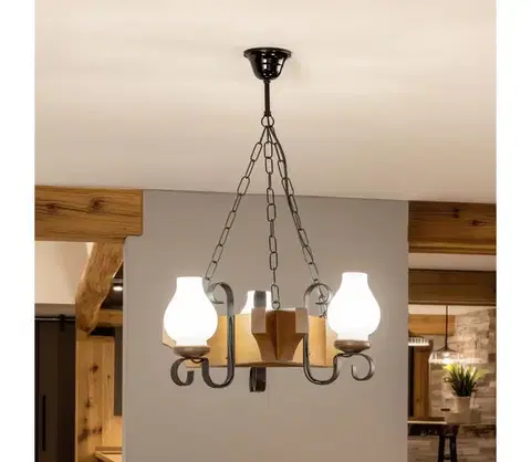 Svietidlá BRILAGI - Luster na reťazi QUEEN 3xE14/40W/230V buk/orech EX-01019