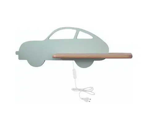 Svietidlá  LED Detské nástenné svietidlo s poličkou CAR LED/5W/230V zelená/drevo 21-85092