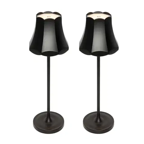 Lampy Sada 2 retro stolných lámp čiernych nabíjateľných IP44 - Granny