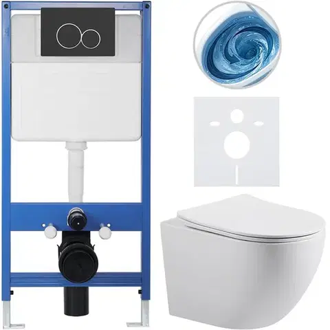 Záchody CERANO - Kompletný WC set Profi/Cesso - biela lesklá - WC tlačidlo Duo/Čierna matná - predstenová inštalácia - 49x36 CER-8050BD84335