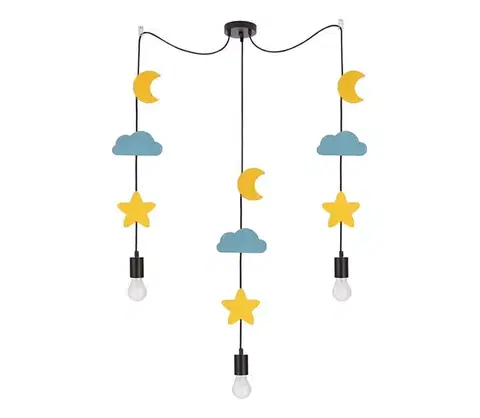 Svietidlá  Detský luster TRIO so závesným lankom 3xE27/20W/230V žltá/modrá 33-28471