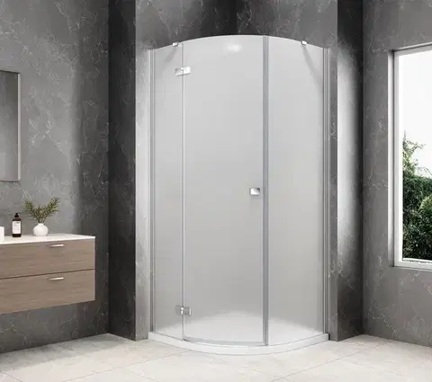 Sprchové dvere POLYSAN - GLOBE CHROME štvrťkruhová sprchová zástena 900x900, matné sklo, ľavá GB2690MLC