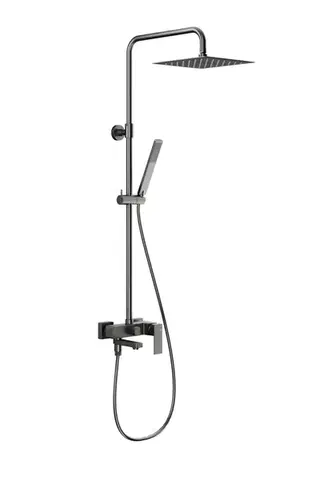 Sprchy a sprchové panely KFA - Sprchový stĺp Logon s batériou sprchovou a vaňovým výtokom, PVD gunmetal šedá 5136-925-61