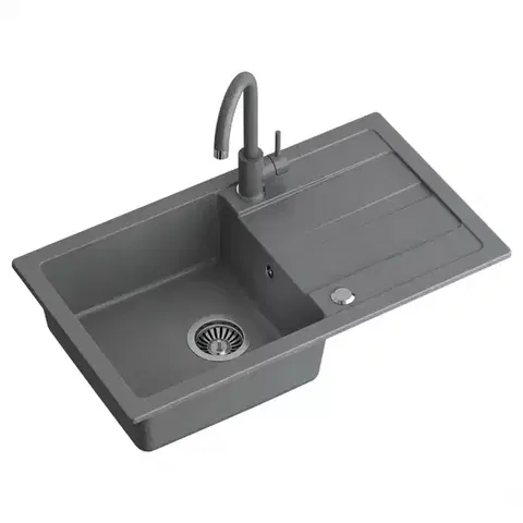 Granitové drezy Drez Go-Max šedá 77x44x17.5 + batéria + sifón