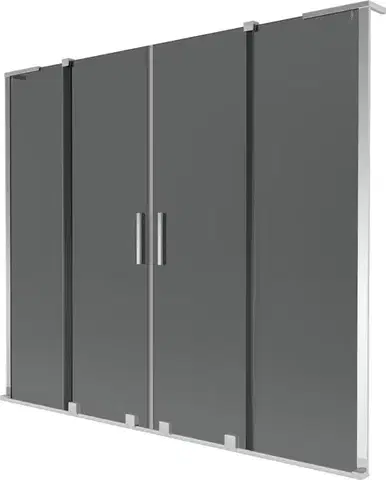 Sprchové dvere MEXEN/S - Velar L Duo dvojkrídlová posuvná vaňová zástena 180 x 150, grafit, chróm 896-180-003-42-01