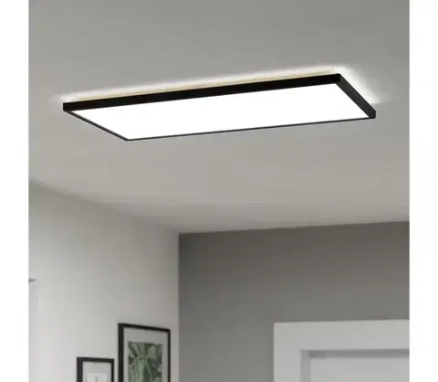 Svietidlá Eglo 901445-LED Kúpeľňové stropné svietidlo ROVITO 17,2W/230V 30x57cm IP44 čierna 901445