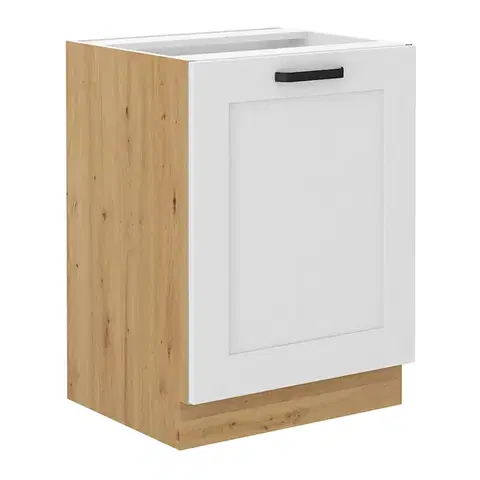 Kuchynské dolné skrinky KONDELA Lula 60 D 1F BB dolná kuchynská skrinka biela / dub artisan