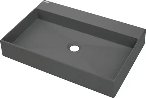 Sanitárna keramika DEANTE - Correo antracit metalic - Granitové umývadlo, na dosku - 60x40 cm CQR_TU6S