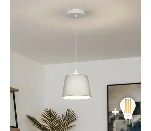 Svietidlá BRILAGI - LED luster na lanku CERIA 1xE27/40W/230V pr. 20,5 cm sivá EG300171+EG781031