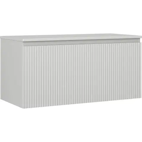 Kúpeľňový nábytok MEXEN/S - Rivel kúpeľňová skrinka pod umývadlo 100 cm s doskou, 1 šuplík, reliéf, šedá mat 91A20-10047-1-BFC62
