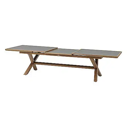 Stolčeky DEOKORK Hliníkový stôl BERGAMO II. 250/330 cm (antracit/dekor dreva)