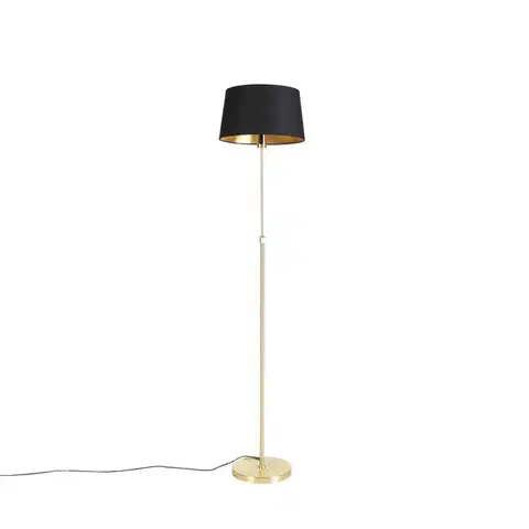 Stojace lampy Stojaca lampa zlatá/mosadzná s čiernym tienidlom 35 cm nastaviteľná - Parte