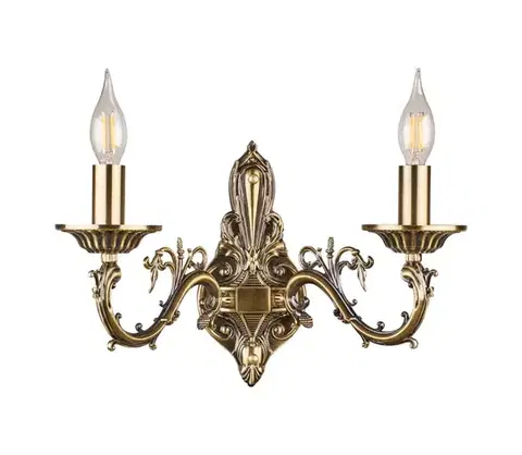 Svietidlá BRILAGI - Nástenná lampa CLASSIC 2xE14/10W/230V mosadz bg72838