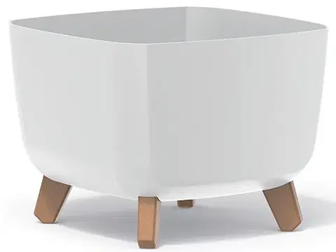 Kvetináče a truhlíky NABBI DGQL300 plastový kvetináč na nožičkách 29 cm biela