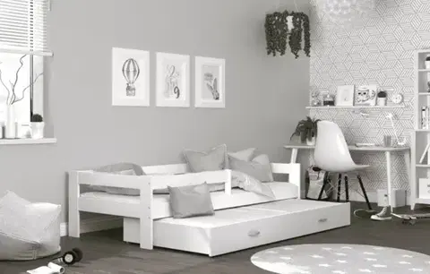 Postele ArtAJ Detská posteľ HOPE P2 s prístelkou | biela 80 x 190 cm