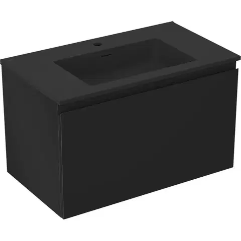Kúpeľňový nábytok MEXEN/S - Orio kúpeľňová skrinka 80 cm s umývadlom Otis, 1 šuplík, čierna mat 91A10-08047-1-BF71-W18M71