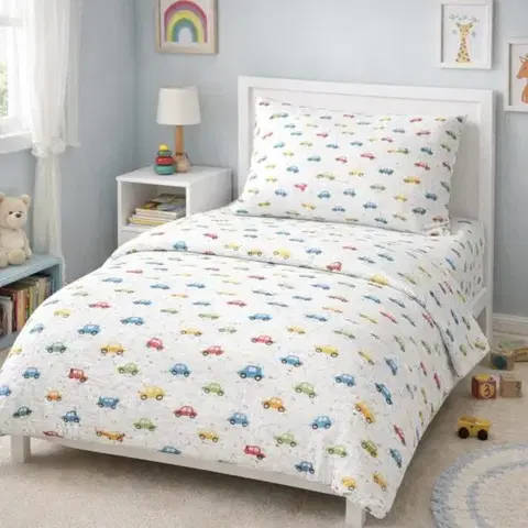 Obliečky Mušelínové obliečky Autičko TiaHome - Detský set 130x90cm + 65x45cm