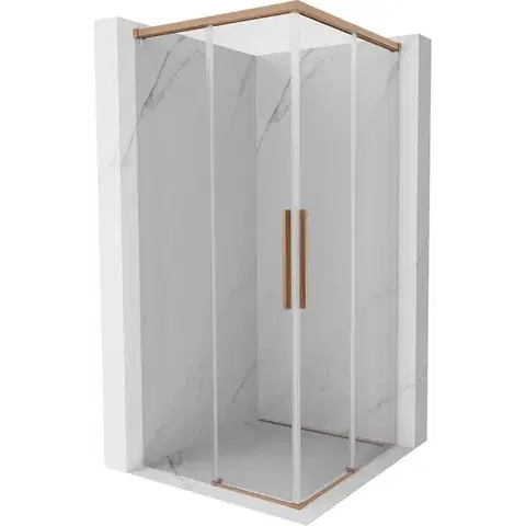 Sprchovacie kúty MEXEN/S - Rox Duo sprchovací kút posuvný 110 x 110, transparent, meď kartáčovaná 8C2D-110-110-65-00