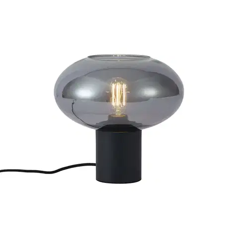 Stolné lampy Dizajnová stolná lampa čierna s dymovým sklom - Umbrella