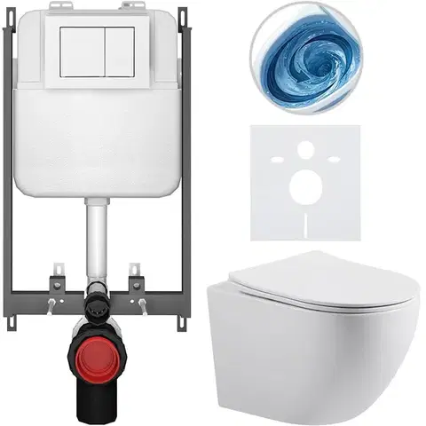 Záchody CERANO - Kompletný WC set Basic/Cesso - biela lesklá - WC tlačidlo Maxio/Biela - na zamurovanie - 49x36 CER-8050BD85986