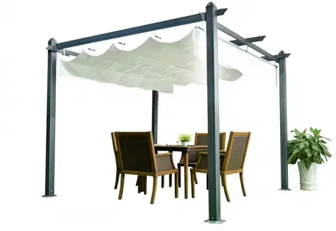 Záhradné pergoly Hliníková pergola so zaťahovacou strechou 3,92 x 2,92 m Dekorhome