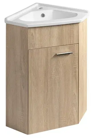 Kúpeľňový nábytok AQUALINE - ZOJA rohová umývadlová skrinka 39x74x39cm, dub platin 50346