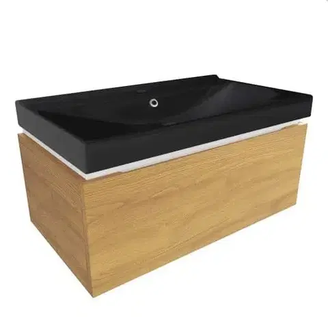 Kúpeľňový nábytok Kúpeľňová skrinka s umývadlom SAT Feel 80x30x46 cm dub medový mat SATFEEL80DMU1MB SATFEEL80DMU1MB