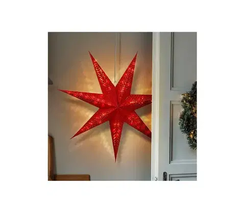 Vianočné osvetlenie  LED vianočná hviezda červená 60 cm 20x LED 2x AA