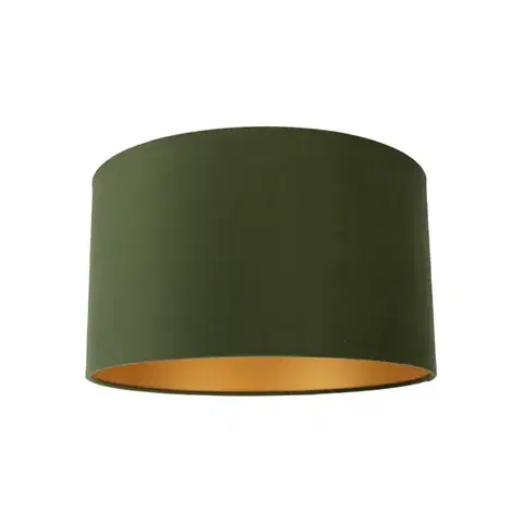 Tienidlo na lampu Zamatové tienidlo zelené 35/35/20 so zlatým interiérom